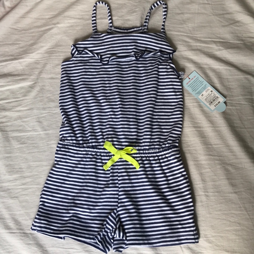 Navy striped romper